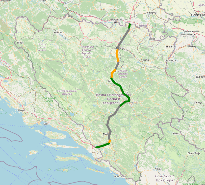 Live mapa radova na Koridoru Vc kroz Bosnu i Hercegovinu 